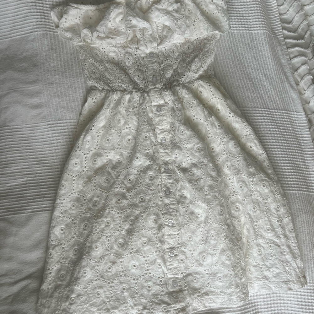 White Eyelet Strapless Dress MESHKI